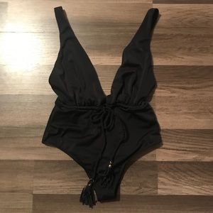 Sexy black ASOS plunging swimsuit